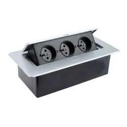 Nagibna električna utičnica 3x230V / Aluminij