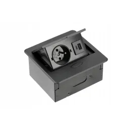 Izvlačna električna utičnica BOX MINI 1x230V + 2xUSB A+C / Crna