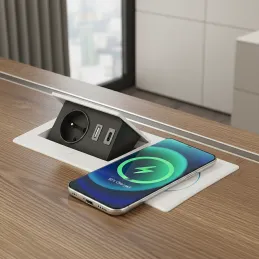 Izvlačna električna utičnica 1x230V + USB punjenje A-C / Bijela mat