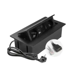 Izvlačna električna utičnica 2x230V + USB punjenje A-C + RJ45 + HDMI / Crna