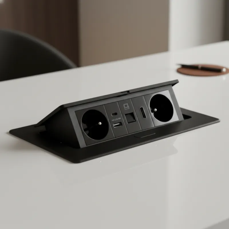 Izvlačna električna utičnica 2x230V + USB punjenje A-C + RJ45 + HDMI / Crna