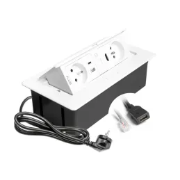 Ugradiva električna utičnica 2x230V + USB punjenje A-C + RJ45 + HDMI / Bijela