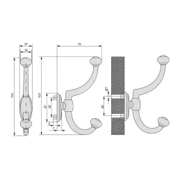 Rustikalna vješalica PLUTO / Crna mat