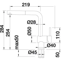 Baterija Blanco LINUS-S s izvlačnom tušem - silgranit / Siva stijena