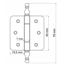 Ukrasna krilna šarka 78 mm / Matirani krom