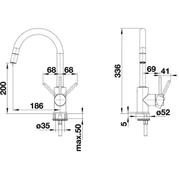 Baterija Blanco DARAS / silgranit / izvlačna tuš glava