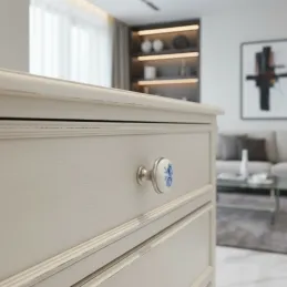 Ručka knopka ORIENT / Porculan s motivom - plava ruža