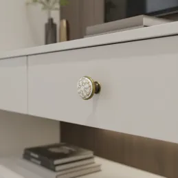 Ručka knopka ORIENT / Porcelan s motivom - zlatni ornament