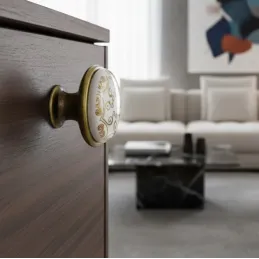 Ručka knopka ORIENT / Porcelan s motivom - zlatni ornament