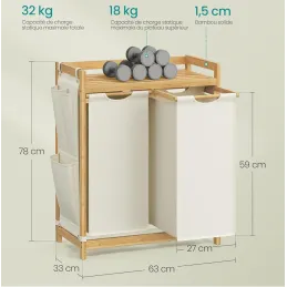 Košara za rublje SPA HARMONY DUO / Bijela + prirodno drvo