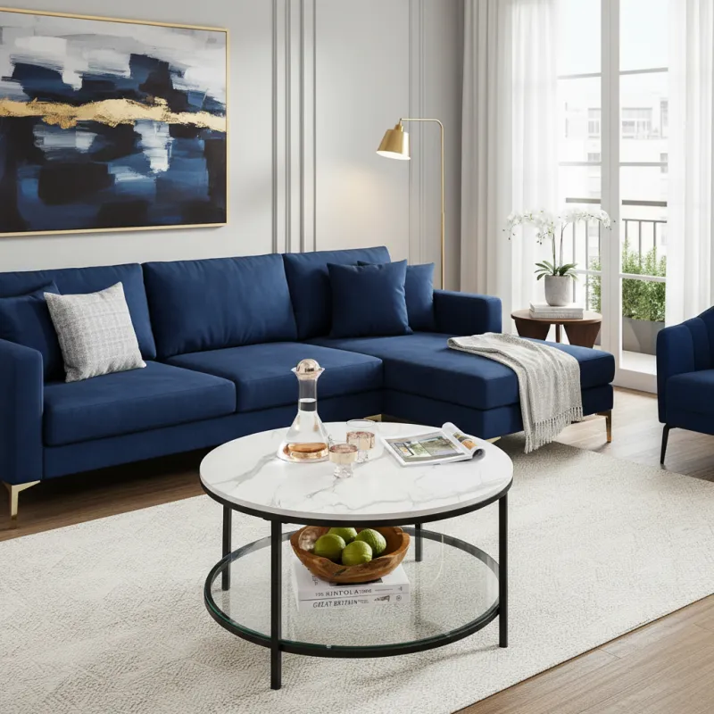 Konferencijski stolić REGALO MARBLE / Crna mat