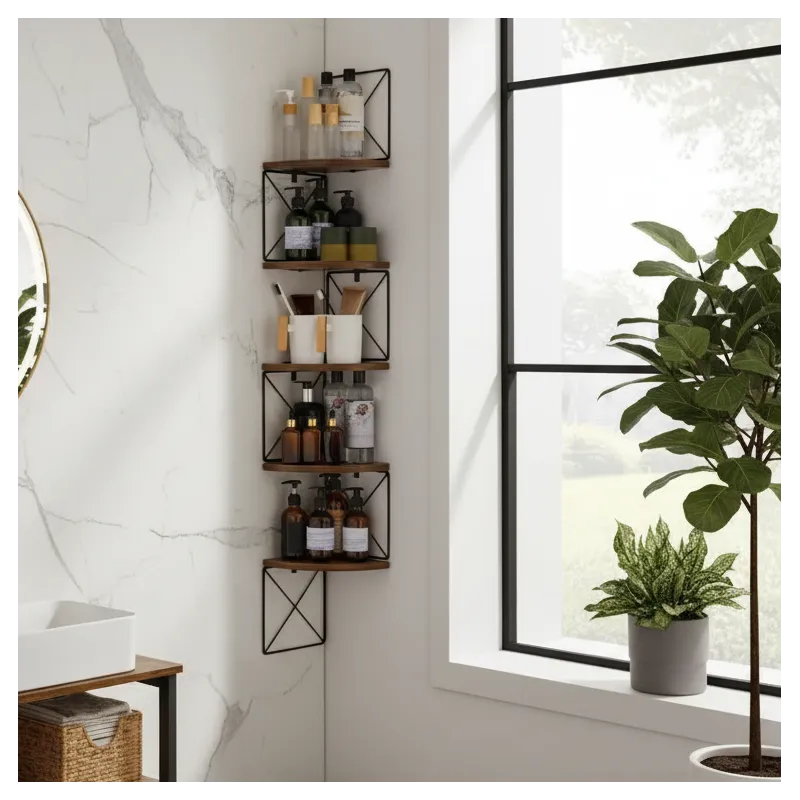 Rohna polica REGALO SHELF / Crna mat - vintage drvo