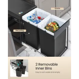 Ugradbeni koš za otpadke GALANT 350mm - 2 x 20L / Crna