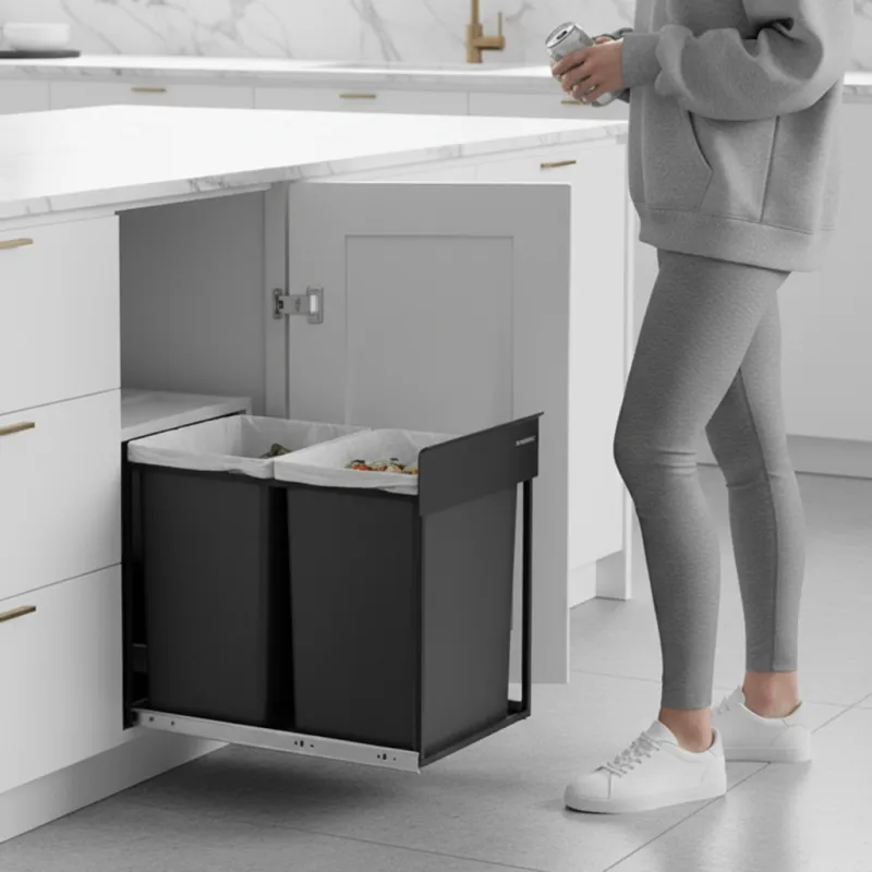 Ugradbeni koš za otpadke GALANT 350mm - 2 x 20L / Crna