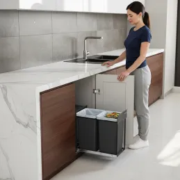 Výsuvni koš za otpad GALANT 300mm - 2 x15L / Crna