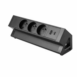 Interijerna stolna utičnica DESK 3x230V + 2xUSB punjenje / Crna mat