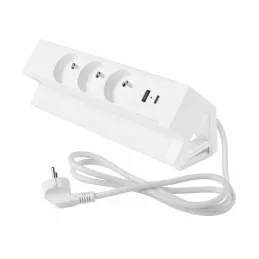 Interijer utičnica za stol DESK 3x230V + 2xUSB punjač / Bijela