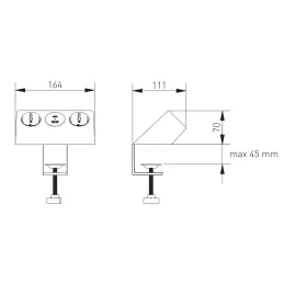 Interijer utičnica za stol VISION SCHUKO 2x230V + 2xUSB punjenje / Siva