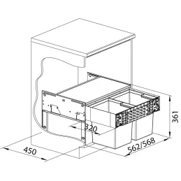 Izvlačni koš za otpad Blanco SELECT II Compact 60/2