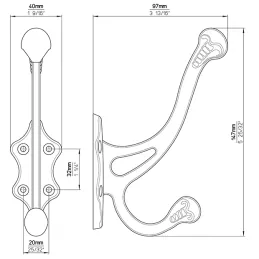 Rustikalna vješalica WOLFGANG / Crna mat