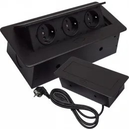 Ugradiva električna utičnica MODERO SCHUKO 3x230V / Crna mat