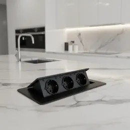 Ugradiva električna utičnica MODERO SCHUKO 3x230V / Crna mat