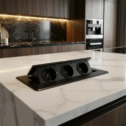 Ugradiva električna utičnica MODERO SCHUKO 3x230V / Crna mat