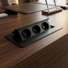 Ugradiva električna utičnica MODERO SCHUKO 3x230V / Crna mat