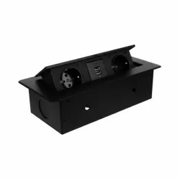 Utična električna utičnica na izvlačenje MODERO SCHUKO 2x230V + USB punjenje / Crna mat