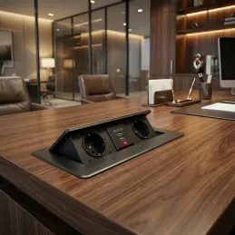 Utična električna utičnica na izvlačenje MODERO SCHUKO 2x230V + USB punjenje / Crna mat