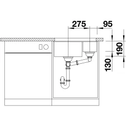 Kameninovski sudoper Blanco SUBLINE 340 / 160 U / lijevi