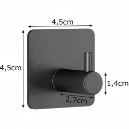 Set od 4 samoljepivih kukica SINO / Crna mat