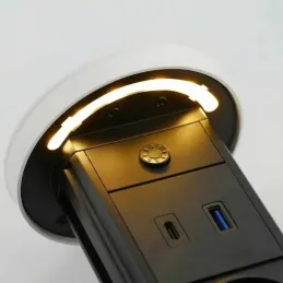 Izvlačna utičnica LEGIA FRENCH 2x230V + USB A-C + svjetlo / Bijela mat