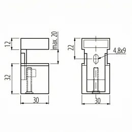 Držiak police QUADRO Mini / hliník