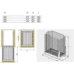 Izvlačna košara za rublje s ublaživačem i pričvršćivanjem na vrata ORTA / Sjajni krom