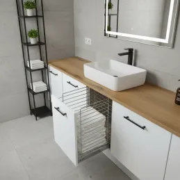 Izvlačna košara za rublje s ublaživačem i pričvršćivanjem na vrata ORTA / Sjajni krom