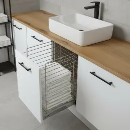 Izvlačna košara za rublje s ublaživačem i pričvršćivanjem na vrata ORTA / Sjajni krom