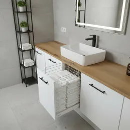 Izvlačna košara za rublje s ublaživačem i pričvršćivanjem na vrata ORTA / Bijela mat