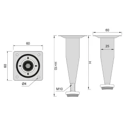 Namještajna nožica EUROPE / Krom saten