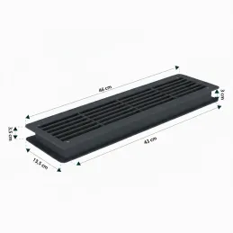 Obostrana ventilacijska rešetka za vrata 430 x 115 mm / Crna