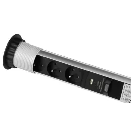 Izvlačiva električna utičnica ASTRA FRENCH 3x230V + 2x USB punjenje / Aluminij