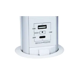 Izvlačna električna utičnica ASTRA FRENCH 3x230V + 2x USB punjenje / Bijela