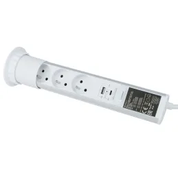 Izvlačna električna utičnica ASTRA FRENCH 3x230V + 2x USB punjenje / Bijela