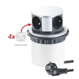 Izvlačna električna utičnica TETRABOX FRENCH 4x 230V / Aluminij