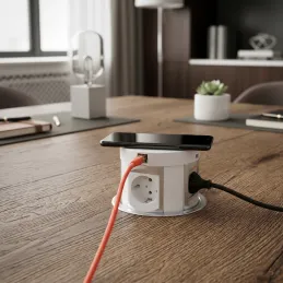 Izvlačna električna utičnica MULTIBOX 4x 230V + 2x USB + 2x RJ45 / Bijela