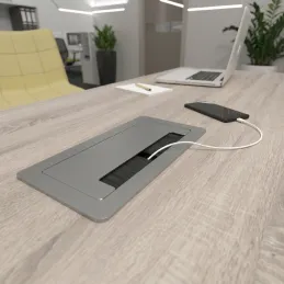 Ugradna preklopna utičnica 2 x 230 V + 2 x USB punjenje + HDMI + RJ45 / Nehrđajući čelik