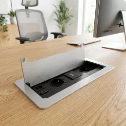 Ugradna preklopna utičnica 2 x 230 V + 2 x USB punjenje + HDMI + RJ45 / Nehrđajući čelik