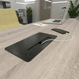 Ugradiva izvlaka utičnica 2 x 230 V+2 x USB punjenje+HDMI+RJ45 / Crna brušena