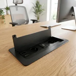 Ugradiva izvlaka utičnica 2 x 230 V+2 x USB punjenje+HDMI+RJ45 / Crna brušena