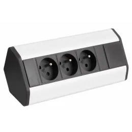 Unutarnja utičnica CORNER FRENCH 3x 230V / Crna - aluminij